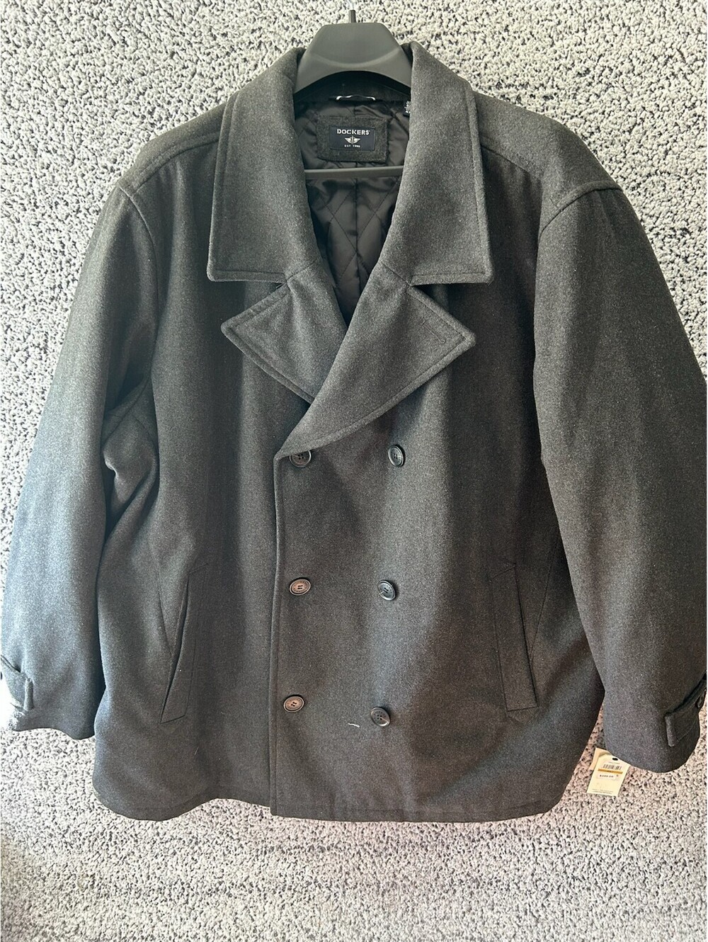 Dockers Mens Peacoat 4XLT Charcoal Gray Wool Look Double Breasted NWT $200
